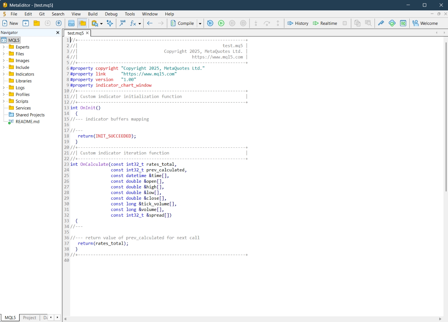 محیط Meta Editor متاتریدر ۵