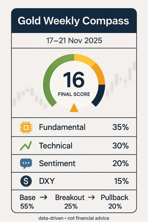 اینوگرافی تحلیل هفتگی طلای جهانی ۱۷ نوامبر